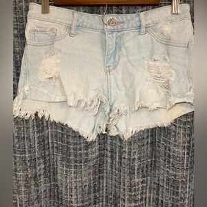 Hollister Light Wash Distressed Denim Shorts